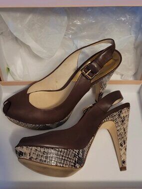 Woman's size 9½ brown snakeskin heels